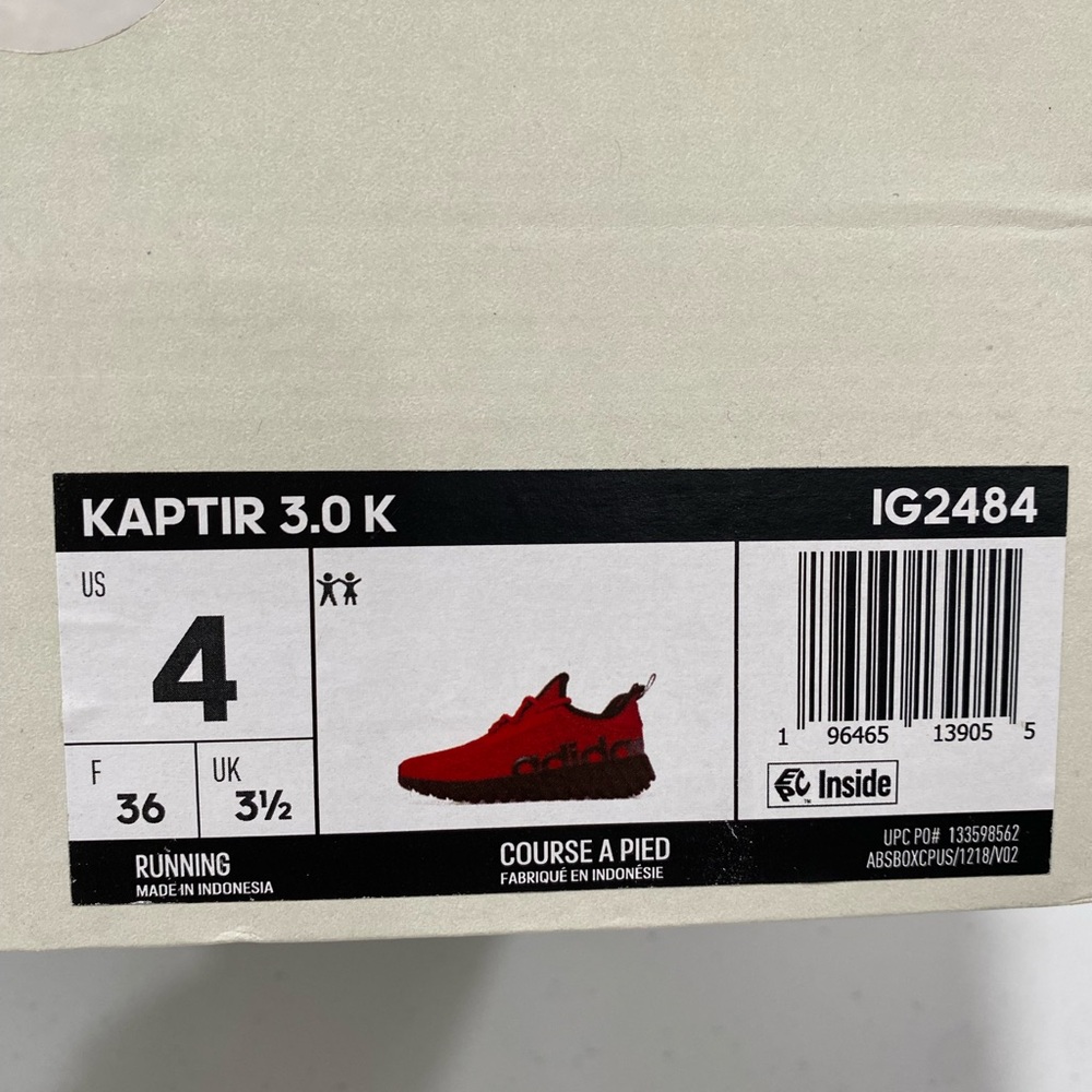 NIB Adidas Red & Black Sneakers Kids Size 4 Kaptur 3.0 Running Shoes Women’s 5.5 - Picture 13 of 13